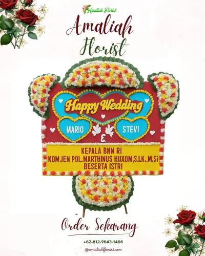Karangan Papan Bunga Pernikahan di Surodinawan